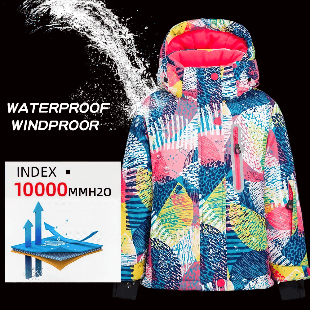 Vibrant colorful snow-ready girls ski jacket waterproof windproof index 10000 SF3582 Stylish Durable Warm Ski Jacket for Girls.